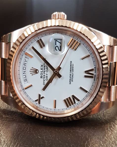 rolex day date rose gold white dial|rolex oyster perpetual day date.